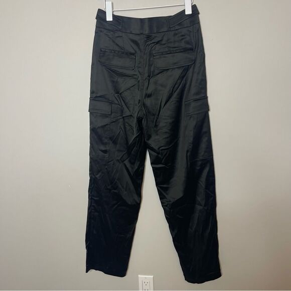 L’Academie Revolve  black satin cargo pants Small new - Picture 3 of 9